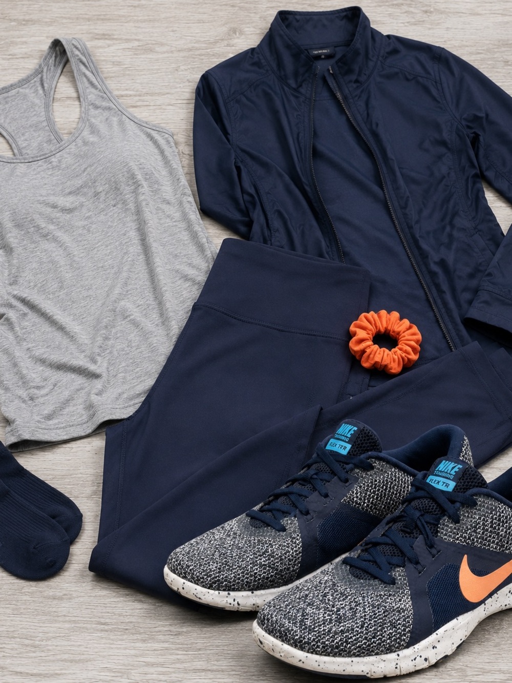 Nike  Women’s Size 9.5 Flex TR Training Shoes - Navy with Orange Swoosh
